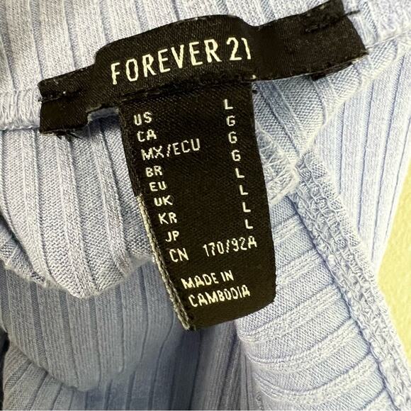 Forever 21 Mini Dress Womens L Pastel Blue Backless Ribbed Stretch Clean Girl - Picture 5 of 5